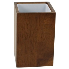 Brown and Square Bathroom Tumbler in Wood